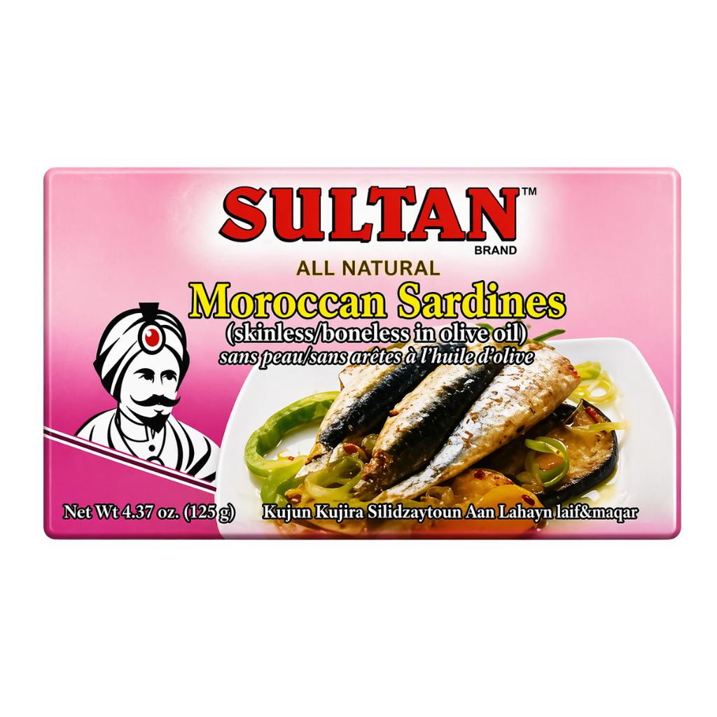 Sultan Moroccon Sardines Boneless/Skinless In Olive Oil 125 g buy online USA - 1